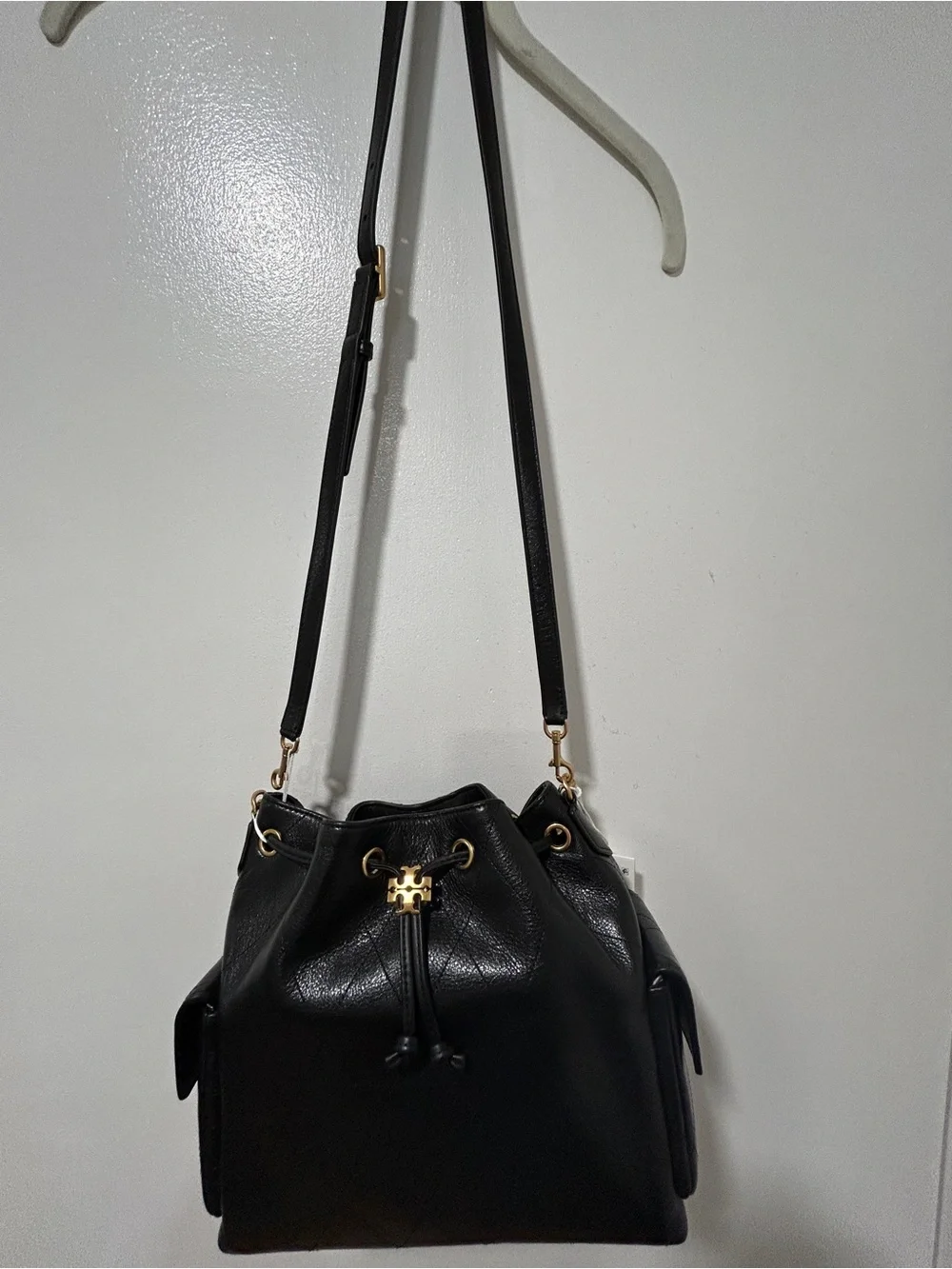 NWT Tory Burch Charlie Quilted Leather Drawstring Bag - Small Size